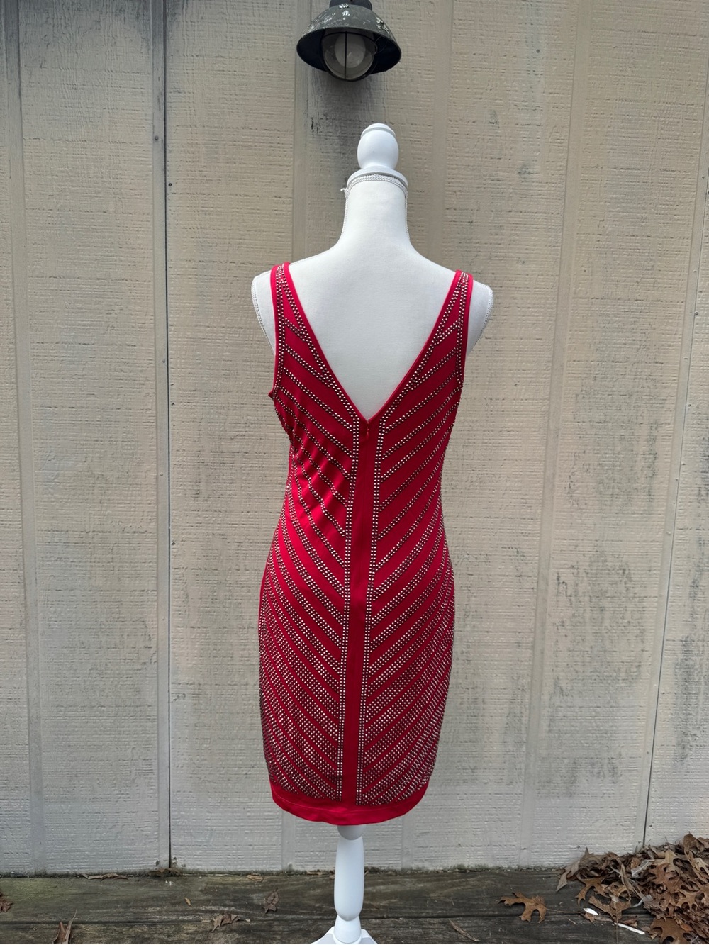 Cache Red Beaded Mini Dress - Picture 4 of 6
